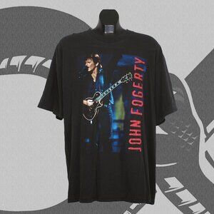Vintage John Fogerty T-Shirt 90s Premonition Tour Men's XL Black